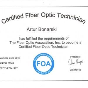 certyfikat FOA Bonarski