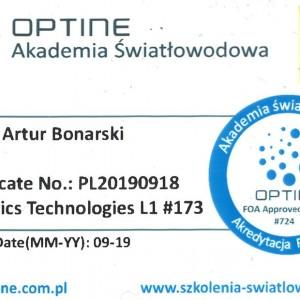 certyfikat Optine Akademia Światłowodowa
